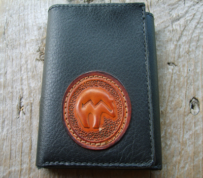 Leather Wallet Trifold Handmade in USA Bear Totem